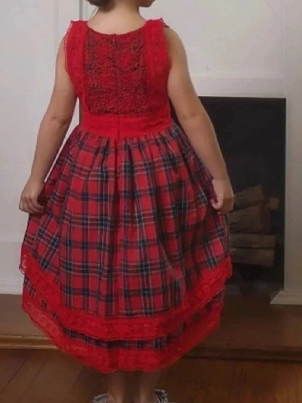 Trish Scully Christmas Plaid High Low Dress Girls 5 - Picture 2 of 10